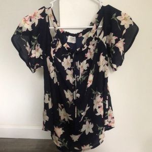 Small floral off shoulder shirt